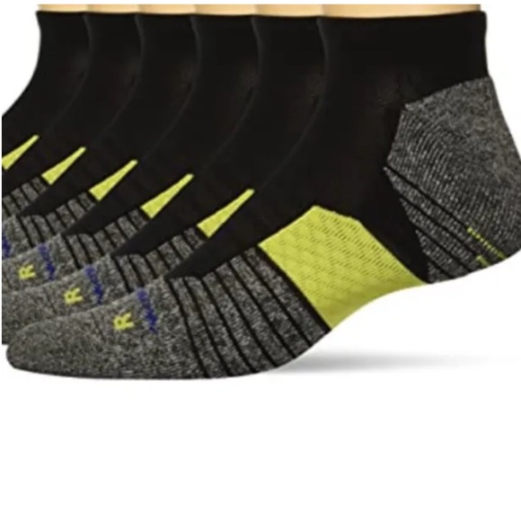 Champion No Show Socks 3 Pair Men's 6-12 Black Yellow Blue w Toe Logo NEW! $18 - Picture 7 of 11